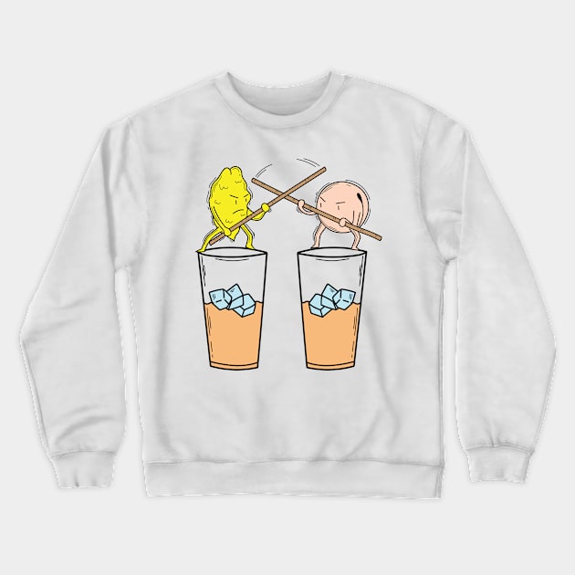 Iced tea peach and lemon fight with sticks Crewneck Sweatshirt by dieEinsteiger